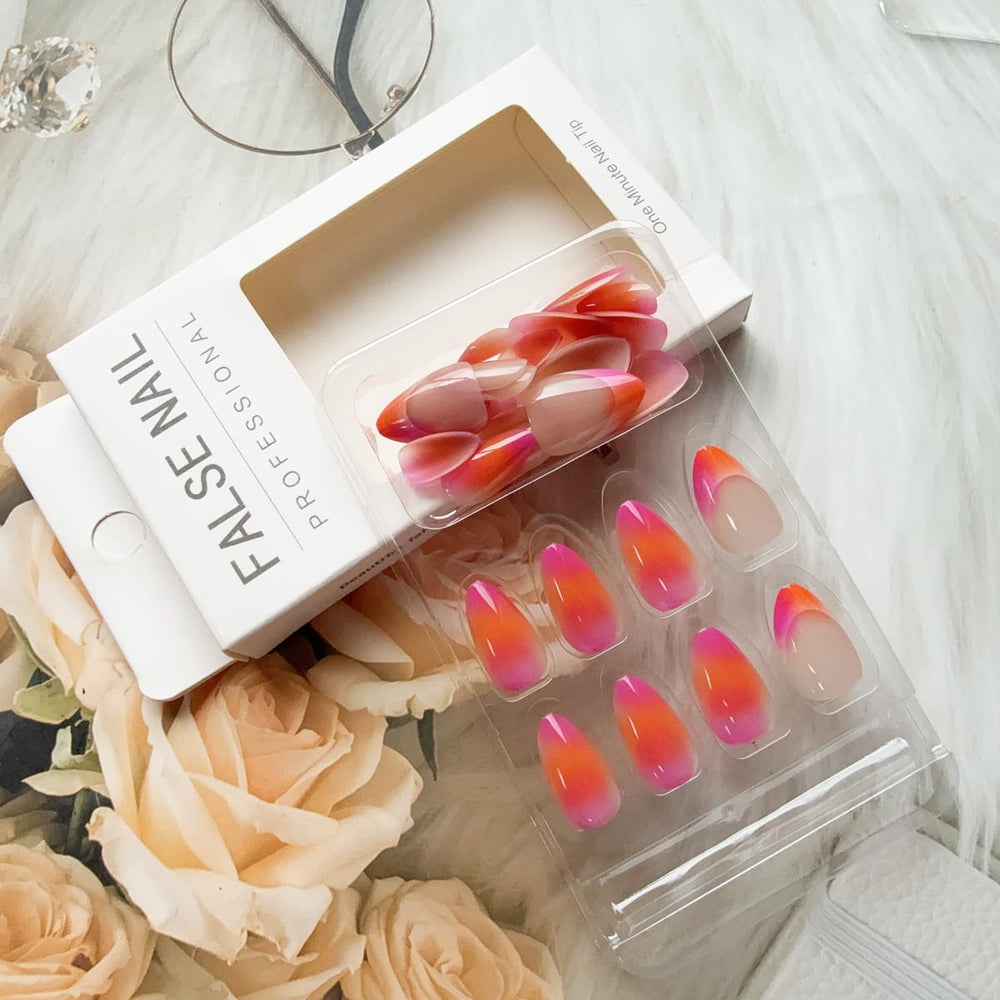 POWPOP nails beside ruler to show scale and realistic short stiletto fit advantage