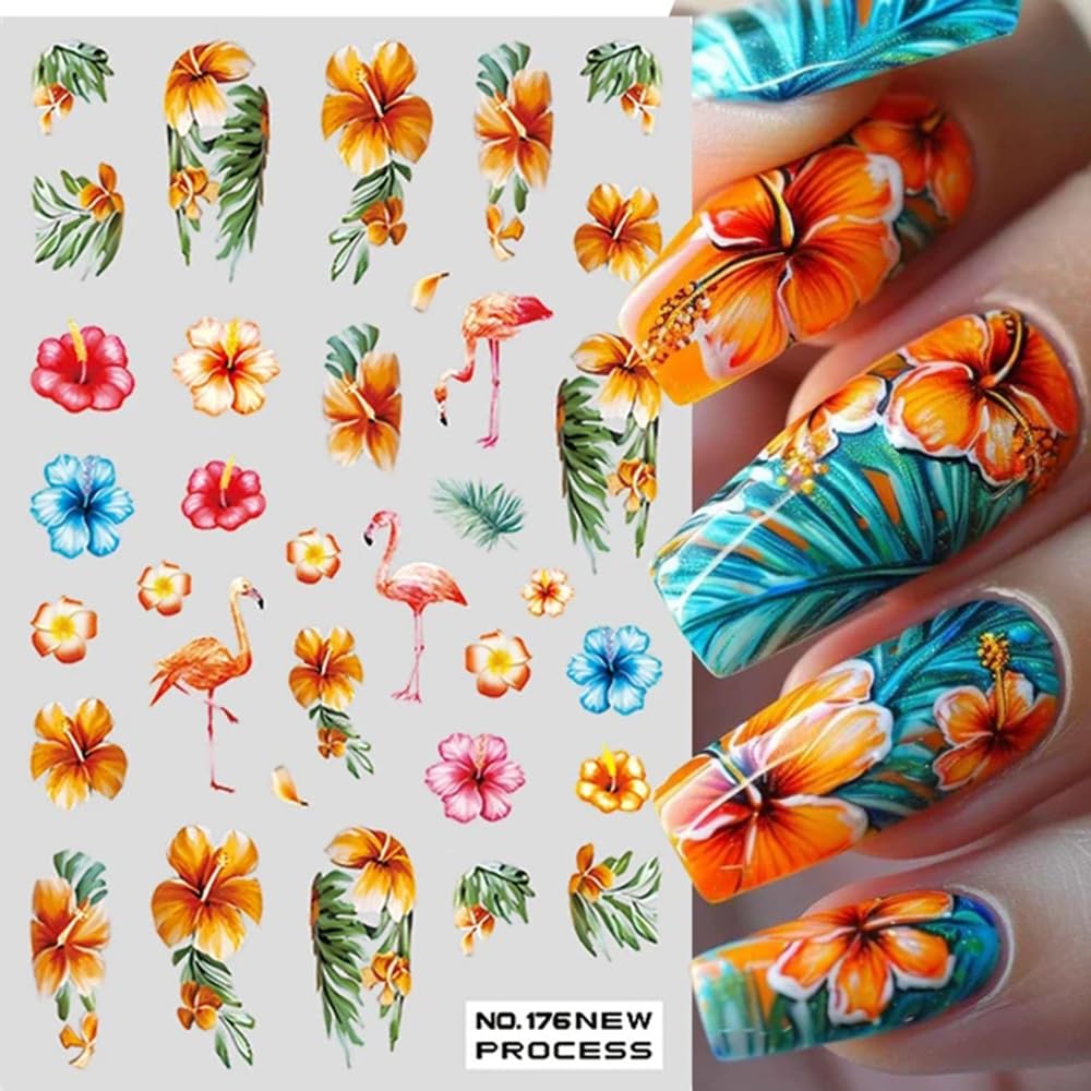 POWPOP stickers applied on acrylic nails demonstrating durable decorative effect