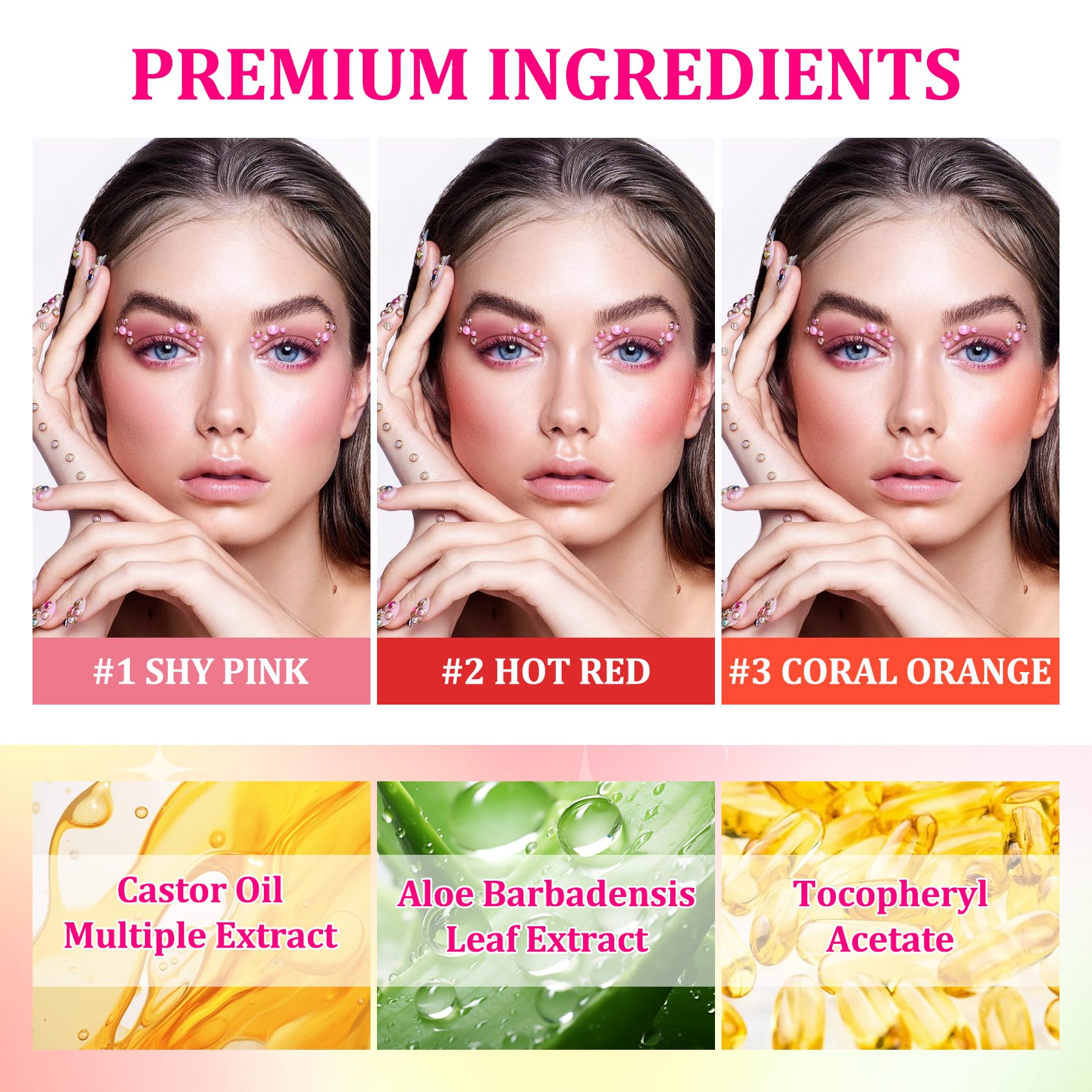 PPPanYiDi swatches of hot red shy pink coral orange on skin showing blendability benefit