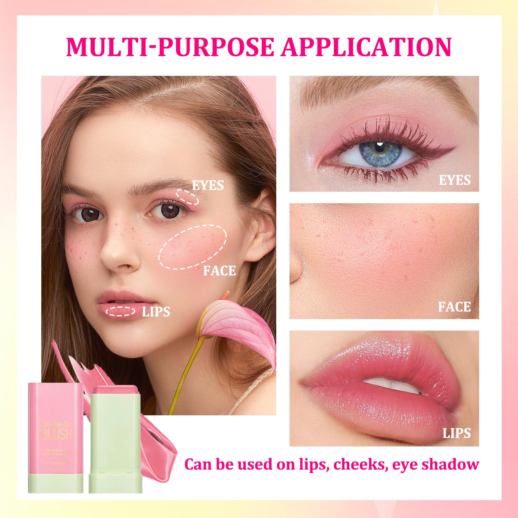 PPPanYiDi three mini makeup sponges beside blush sticks showing blending ease benefit