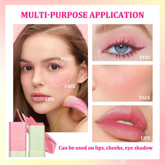 PPPanYiDi three mini makeup sponges beside blush sticks showing blending ease benefit