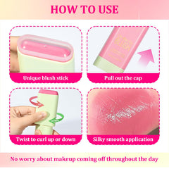 PPPanYiDi blush stick next to lipstick for scale showing compact size and convenience benefit