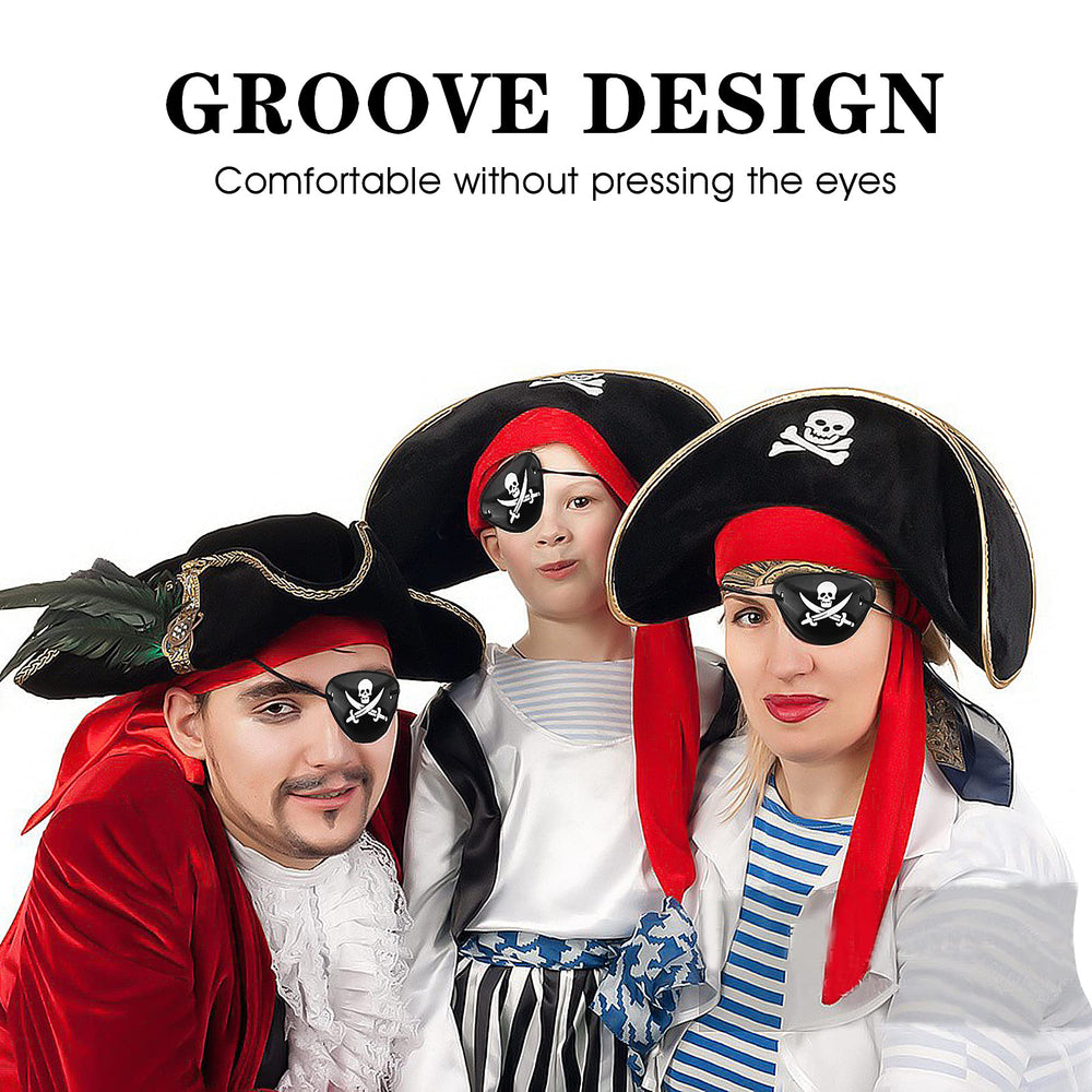 Prasacco adult wearing patch in pirate costume, enhances themed party appearance