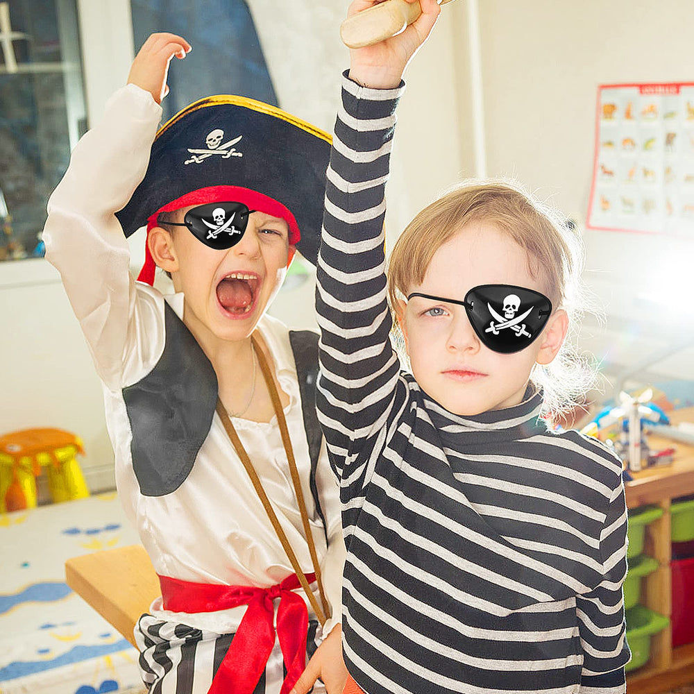 Prasacco child wearing eye patch with pirate outfit, comfortable and breathable