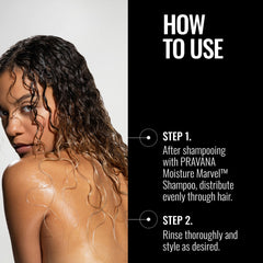 Pravana conditioner being applied in-shower to wet hair for hydration