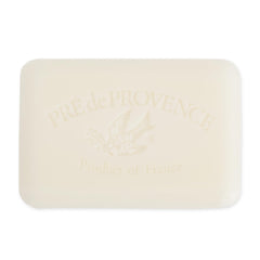 Pre de Provence side profile of thick soap bar, demonstrates long-lasting size