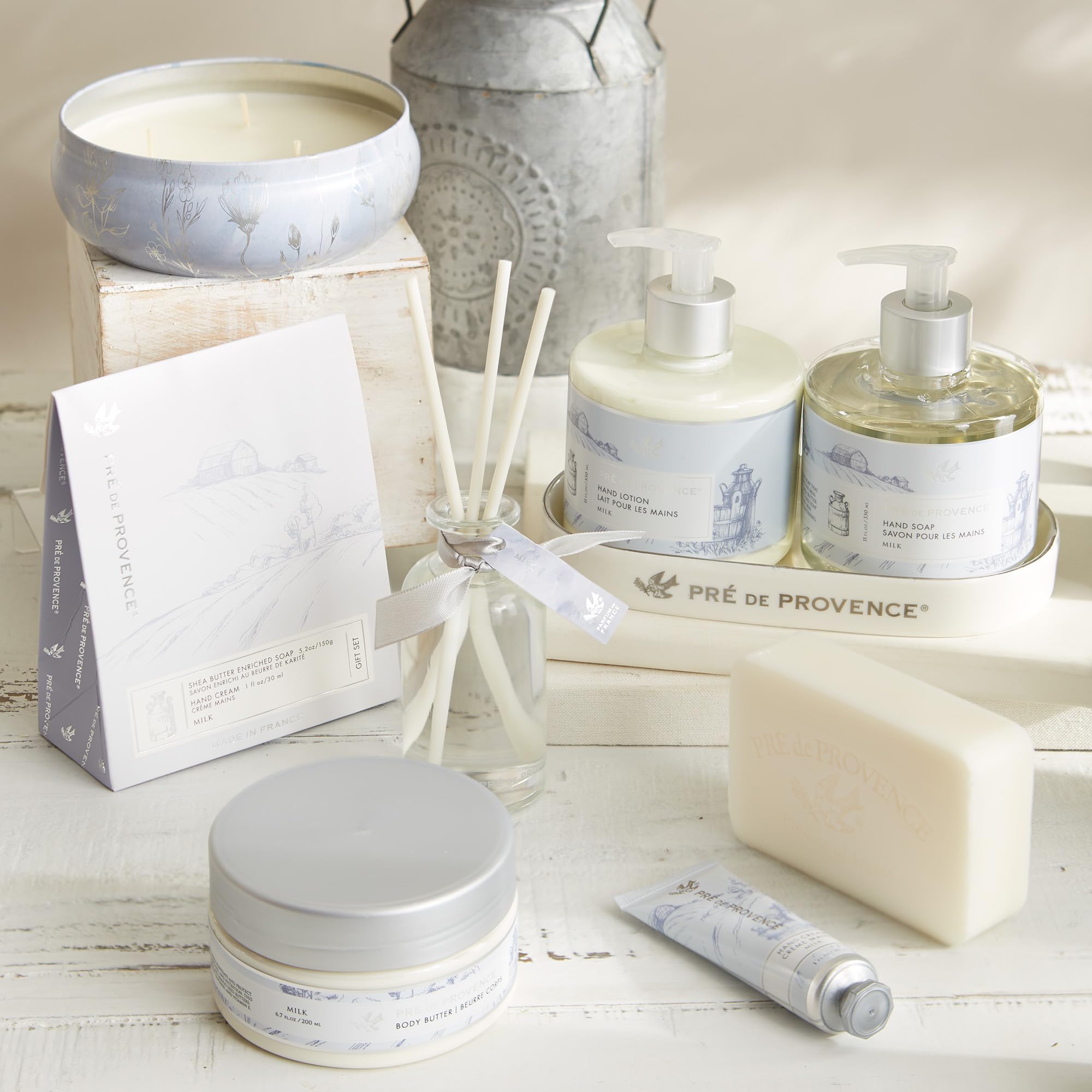Pre de Provence soap on bathroom counter, creates a refined guest-ready atmosphere