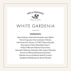 Pre de Provence label and ingredients close-up showing organic shea butter detail