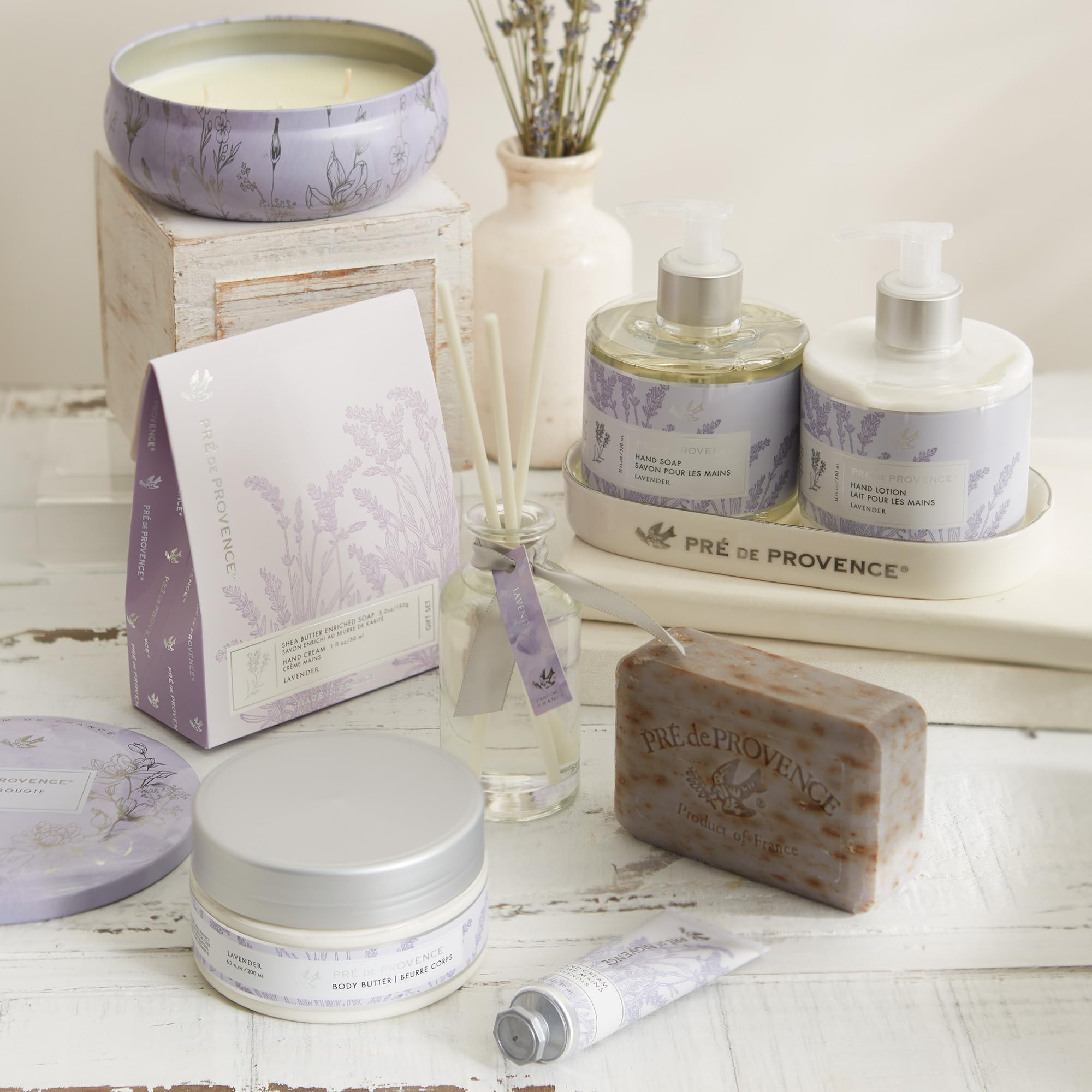 Pre de Provence soap on bathroom tray showing decorative display and everyday luxury benefit