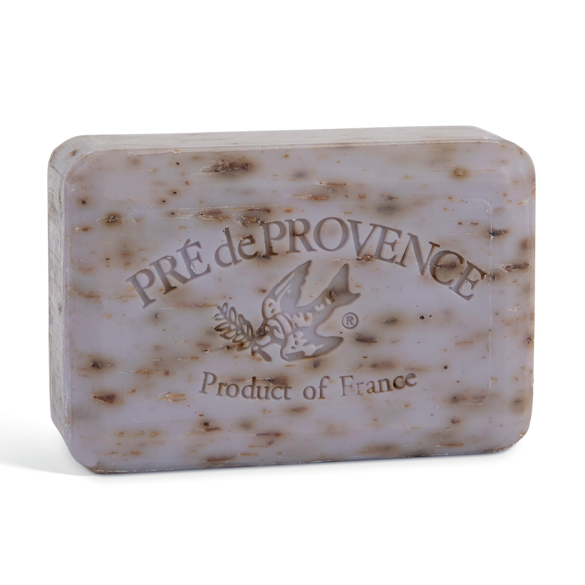 Pre de Provence front packaging view showing lavender bar and elegant branding benefit display