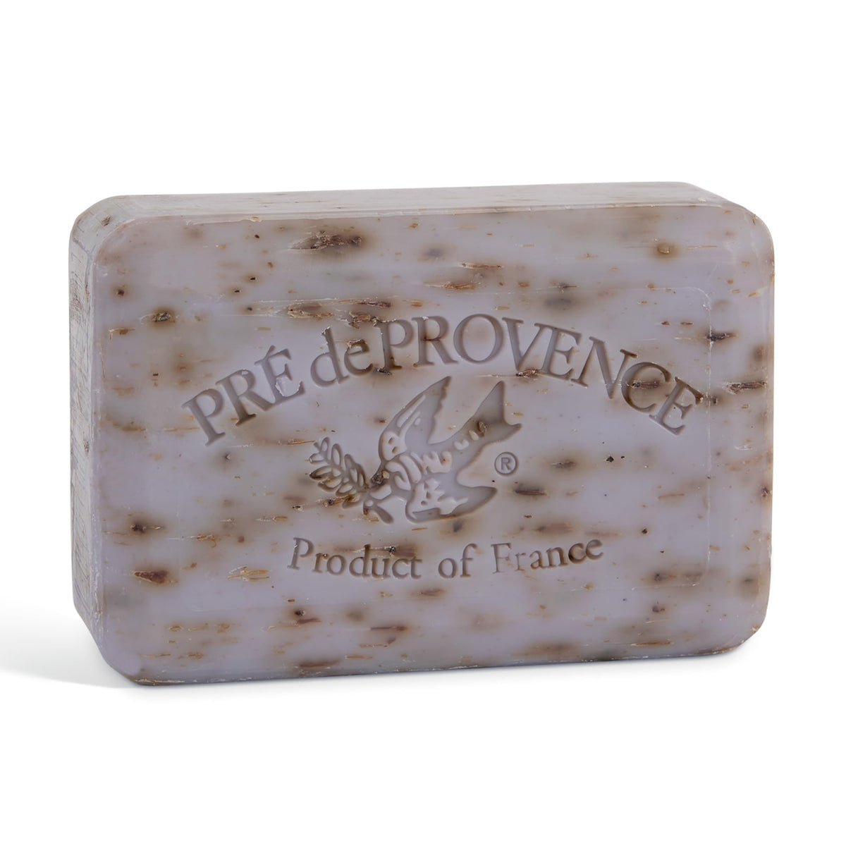 Pre de Provence front packaging view showing lavender bar and elegant branding benefit display