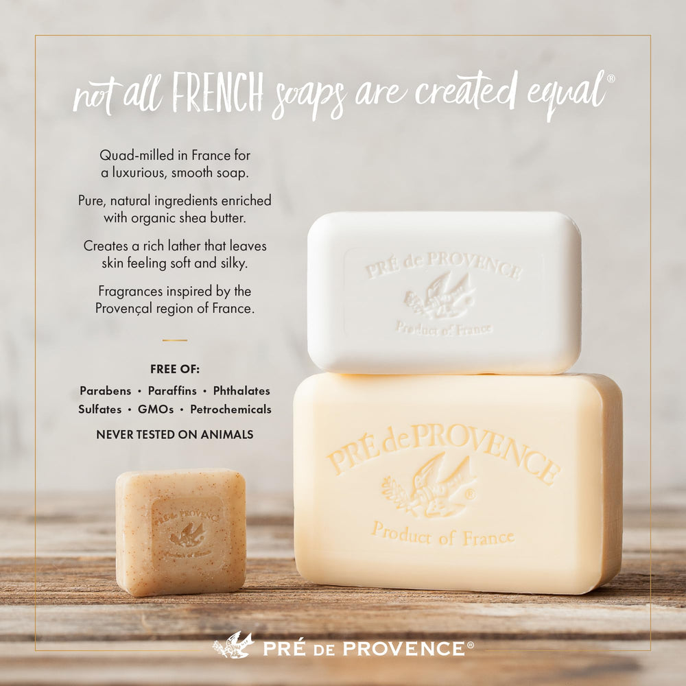 Pre de Provence soap in styled bathroom conveying refined fragrance ambiance