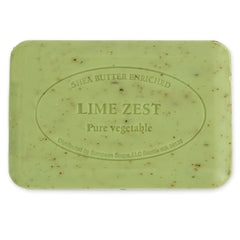Pre de Provence lime zest creamy lather on palm demonstrating rich foam and gentle cleansing
