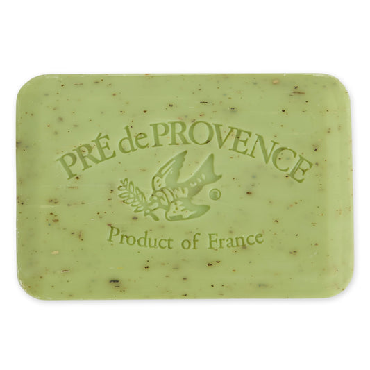 Pre de Provence lime zest side profile showing bar dimensions and solid quad-milled texture for longevity