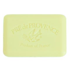 Pre de Provence close-up of soap surface texture, shows smooth quad-milled finish benefit