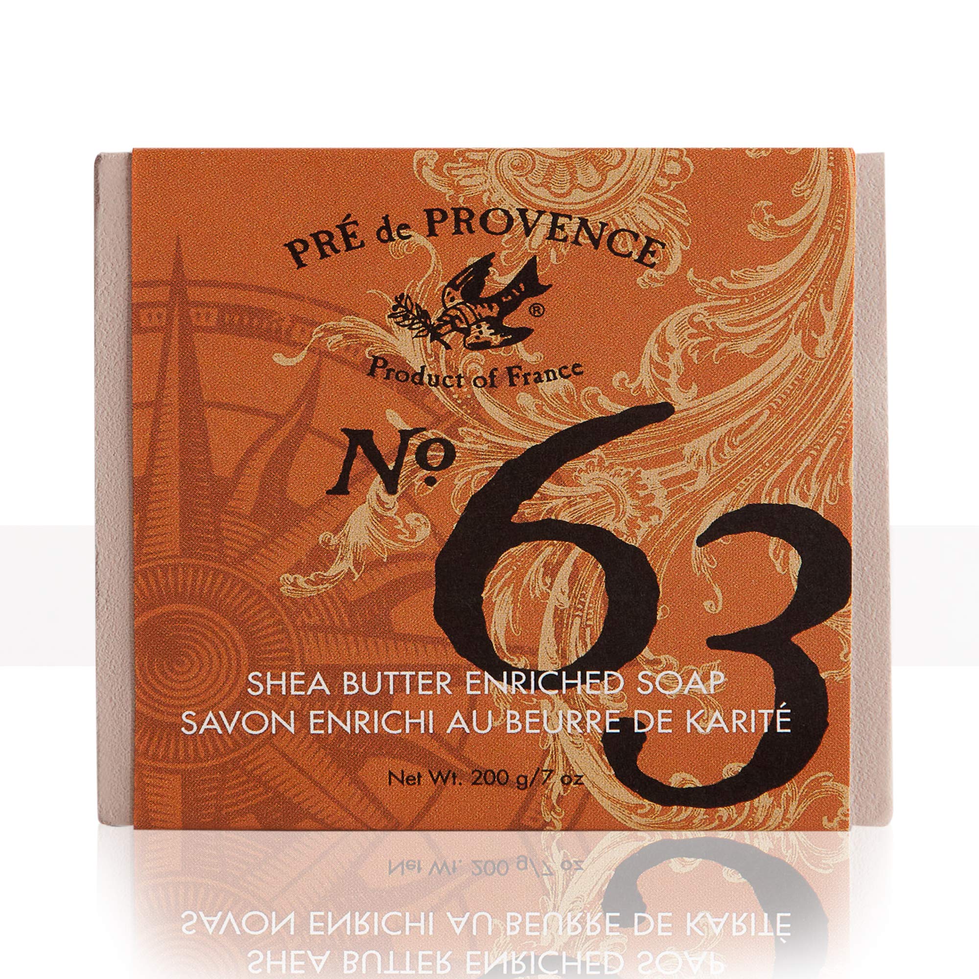 Pre de Provence soap cube front packaging showing product and scent benefits