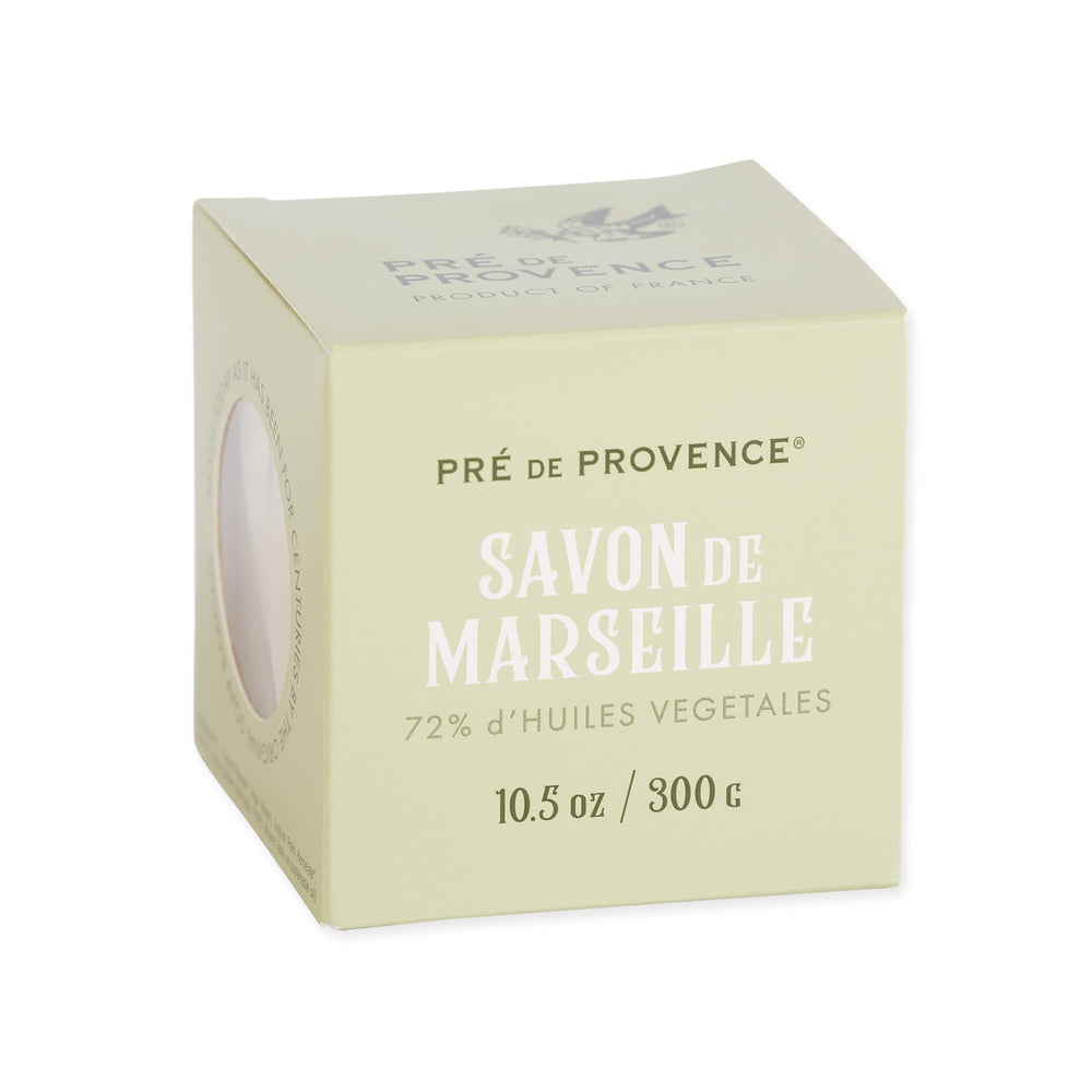 Pre de Provence packaging label close detail showing Savon de Marseille authenticity and traditional quality