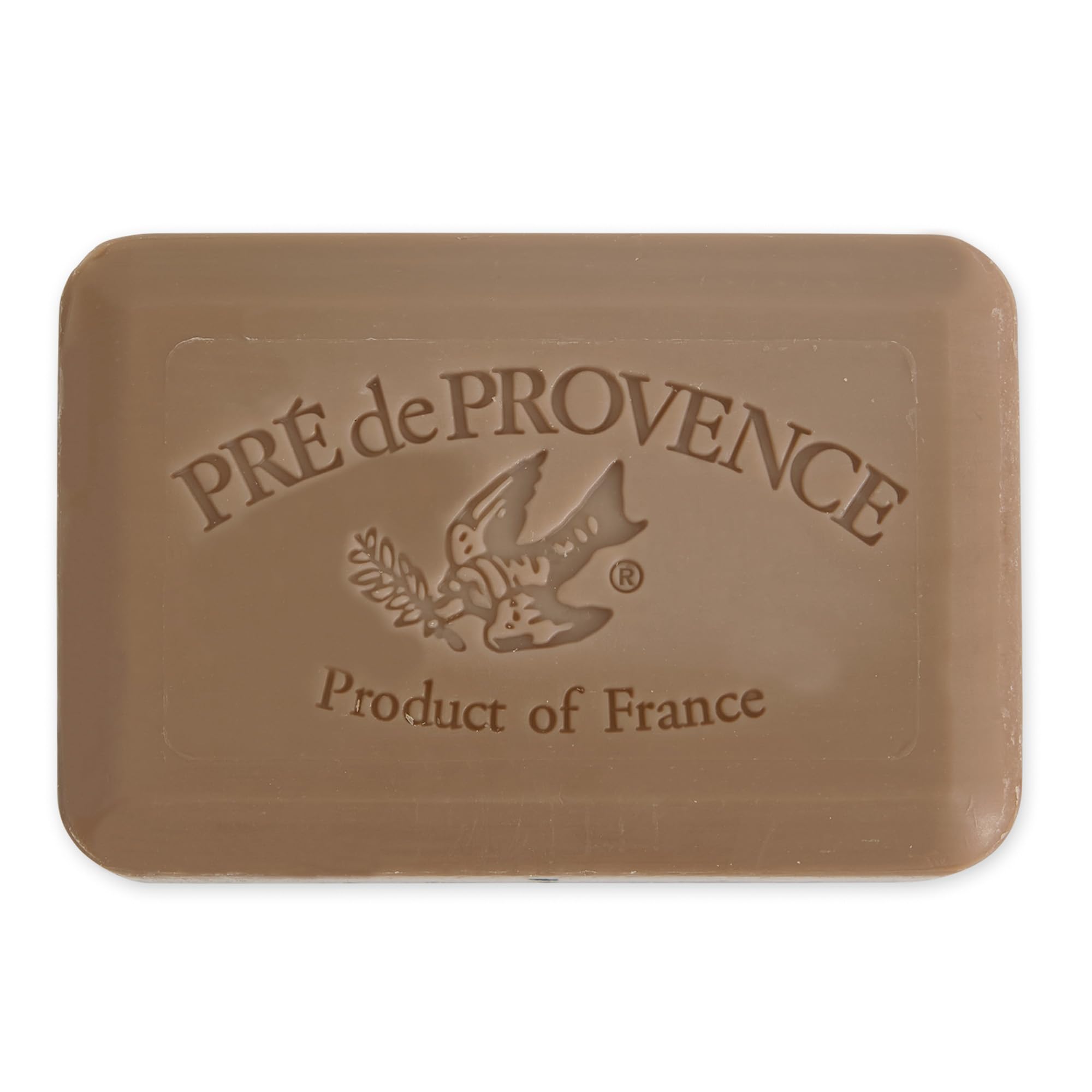 Pre de Provence side profile illustrating soap size and weight benefit: large 250 g bar lasts longer