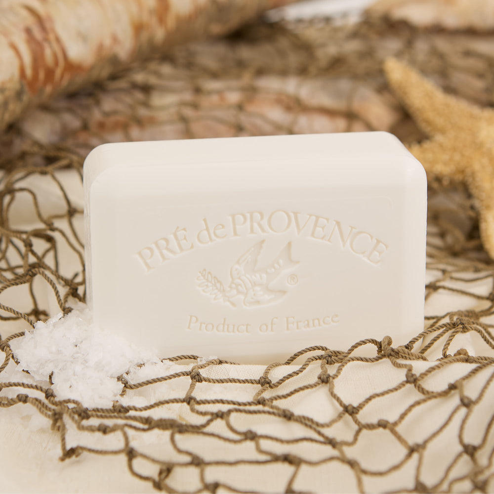 Pre de Provence label detail highlighting ingredients and organic shea butter