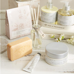 Pre de Provence soap styled in bathroom for fragrant decorative appeal