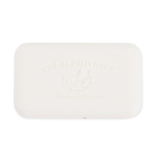 Pre de Provence soap side profile highlighting smooth quad-milled texture benefit