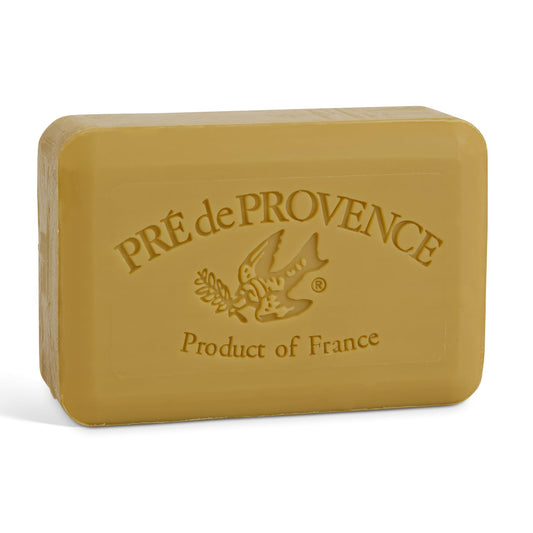 Pre de Provence front packaging showing elegant verbena branding and benefit of artisanal quality