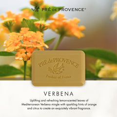 Pre de Provence soap sliver releasing verbena fragrance illustrating fresh herbal aroma