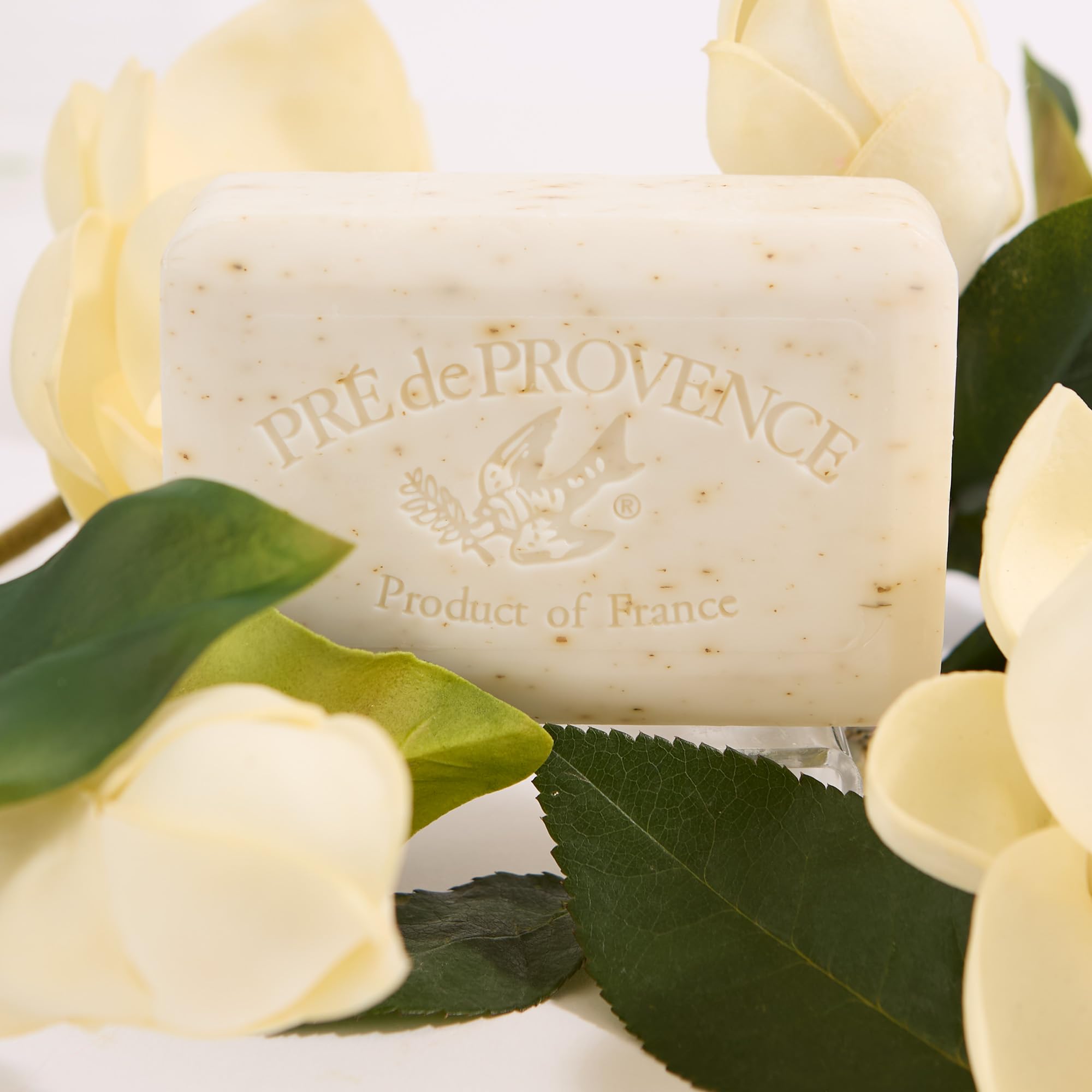 Pre de Provence cut-open soap revealing dense interior and consistent fragrance distribution