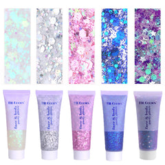 Prehot front packaging showing colorful glitter tubes and product variety for festival looks