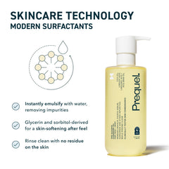 Prequel with Cica and rice bran ingredient bottles indicating soothing nourishment