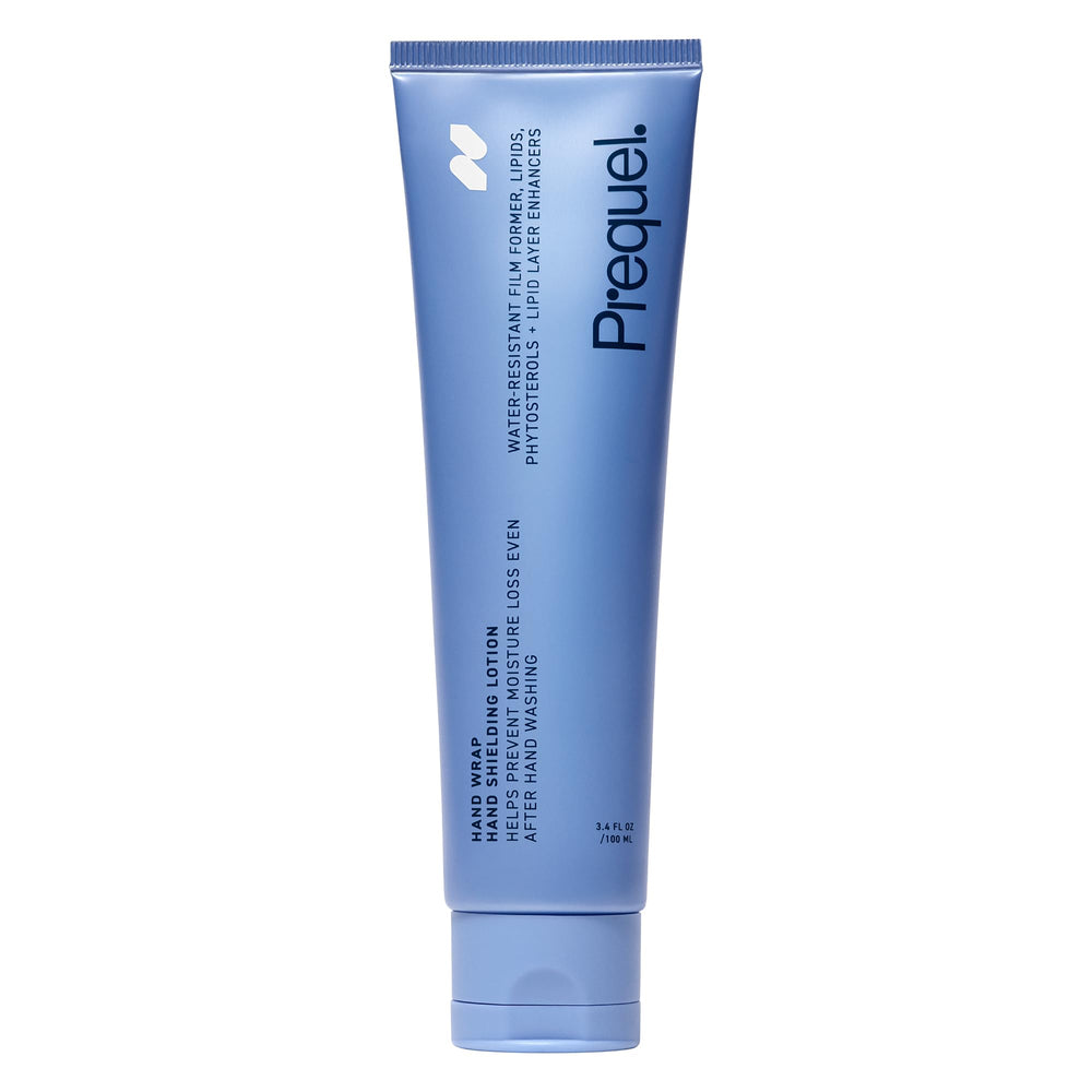 Prequel Skin front packaging showing tube and branding, clear product identification and benefit