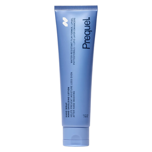 Prequel Skin front packaging showing tube and branding, clear product identification and benefit