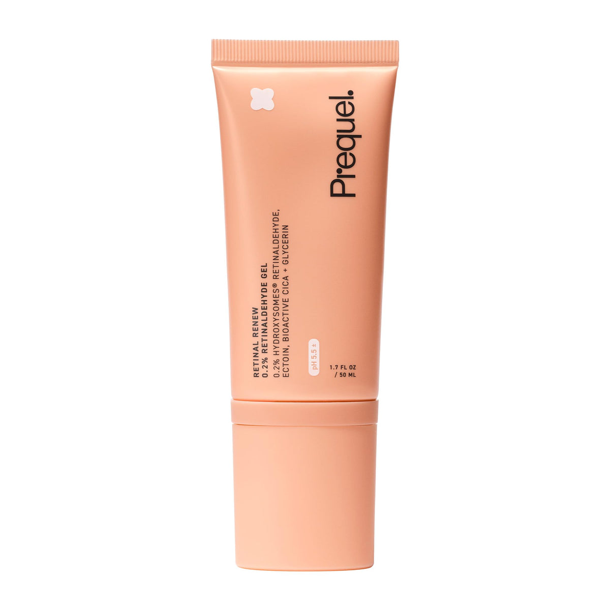 Prequel front gel tube showing product and branding for clear identification and trust