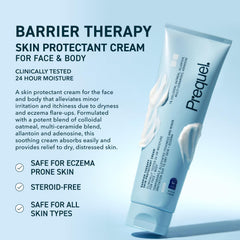 Prequel tube close-up showing ceramide-rich texture and quick absorption