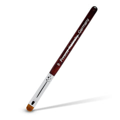 Present brush front packaging showing wood-grain handle and professional look