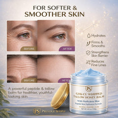 Prestige Supply rubbing balm into hands and neck for targeted dry-area nourishment and barrier support