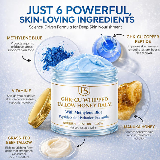 Prestige Supply open top revealing smooth blue whipped tallow texture that indicates rich hydration