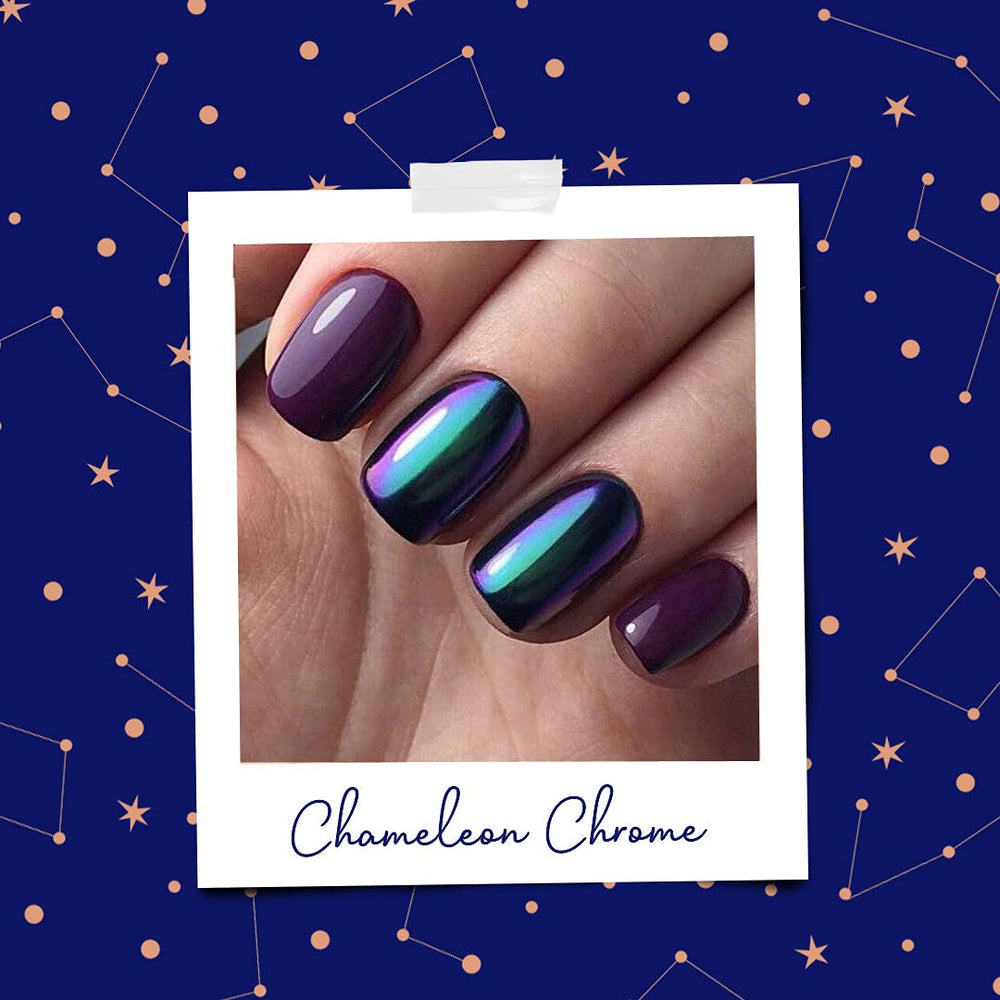 Pretty Diva before and after nails comparative view showing transformative chrome effect