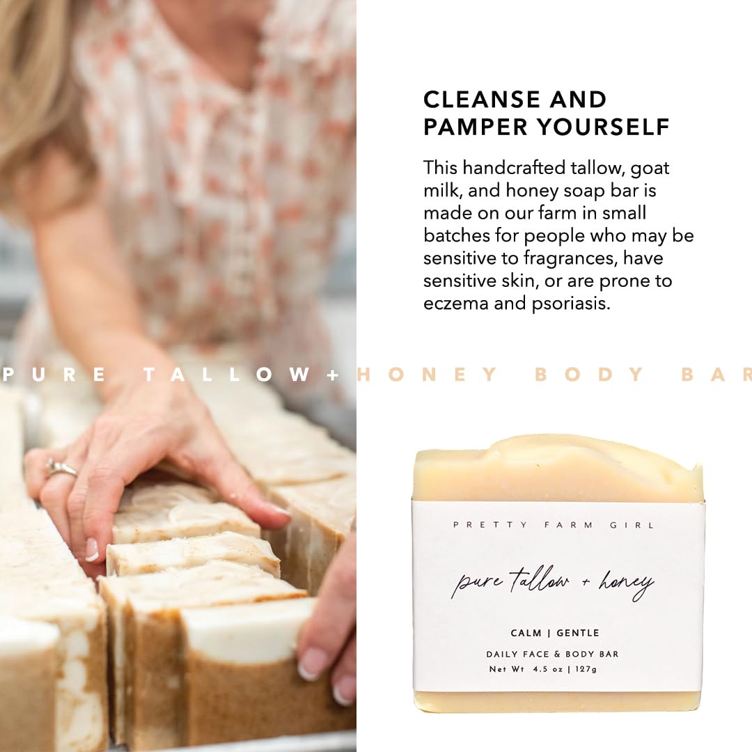 Pretty farm girl soap lather in hand demonstrating gentle cleansing action