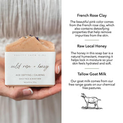 Pretty farm girl rich lather in hand demonstrating gentle moisturizing foam