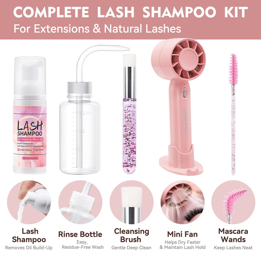 Pretty memory shampoo bottle close-up showing oil-free formula benefit for extensions