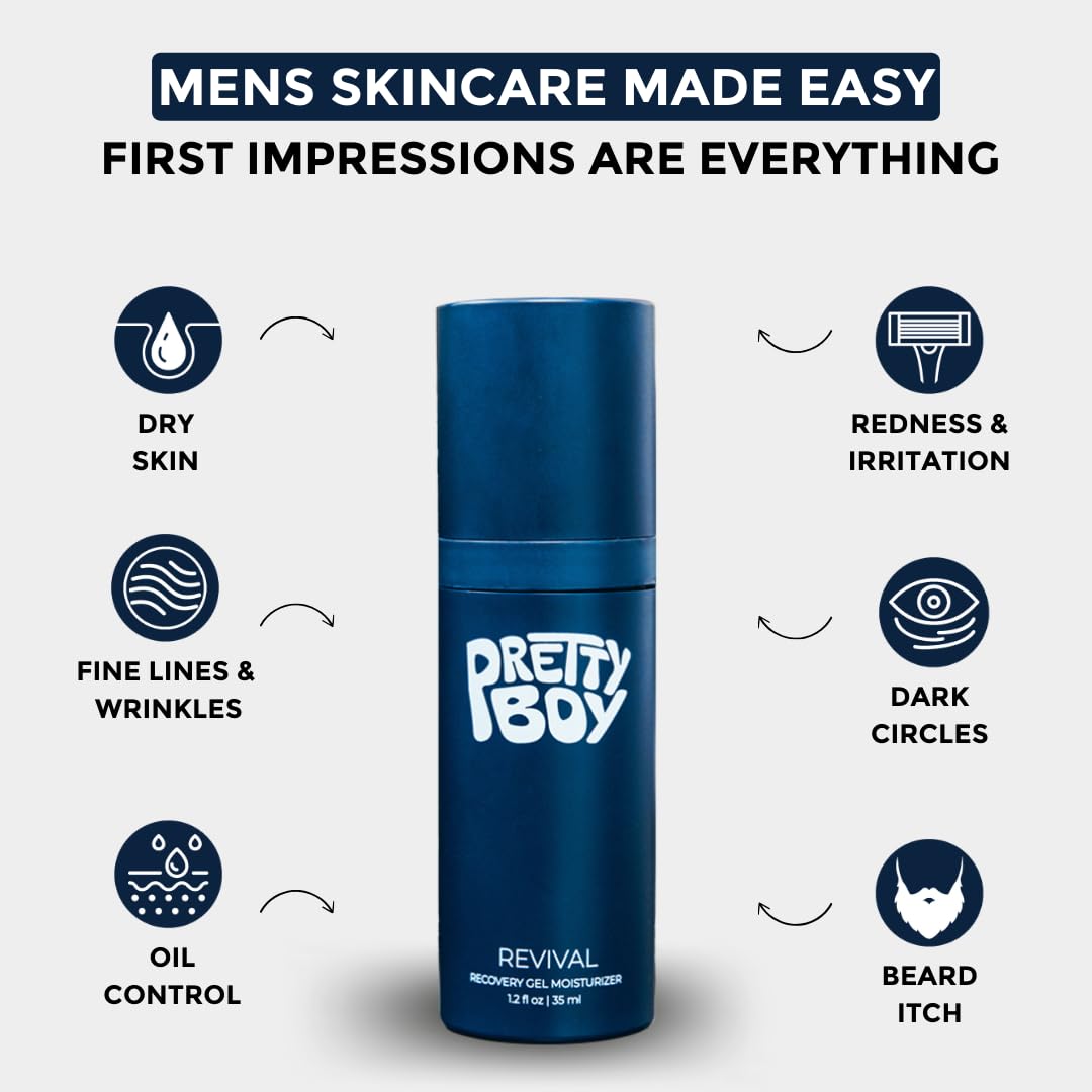 Prettyboy gel texture close-up highlighting fast absorption benefit