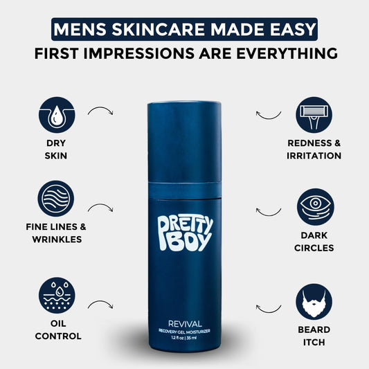 Prettyboy gel texture close-up highlighting fast absorption benefit