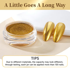 PrettyDiva gold chrome on different colored base polishes illustrating customizable gold tones
