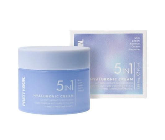 PRETTYSKIN jar front view showing label and compact all-in-one skincare benefit