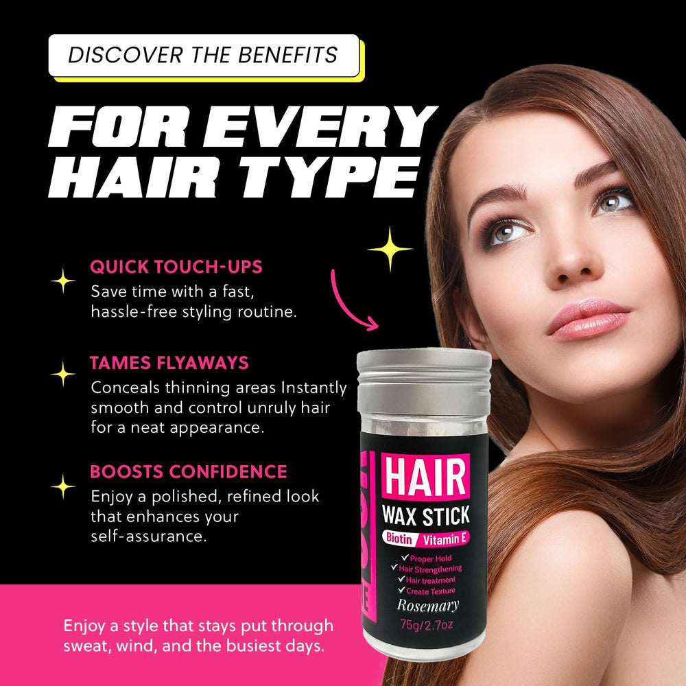 Prime Look wax stick before and after slick-back style showing defined control