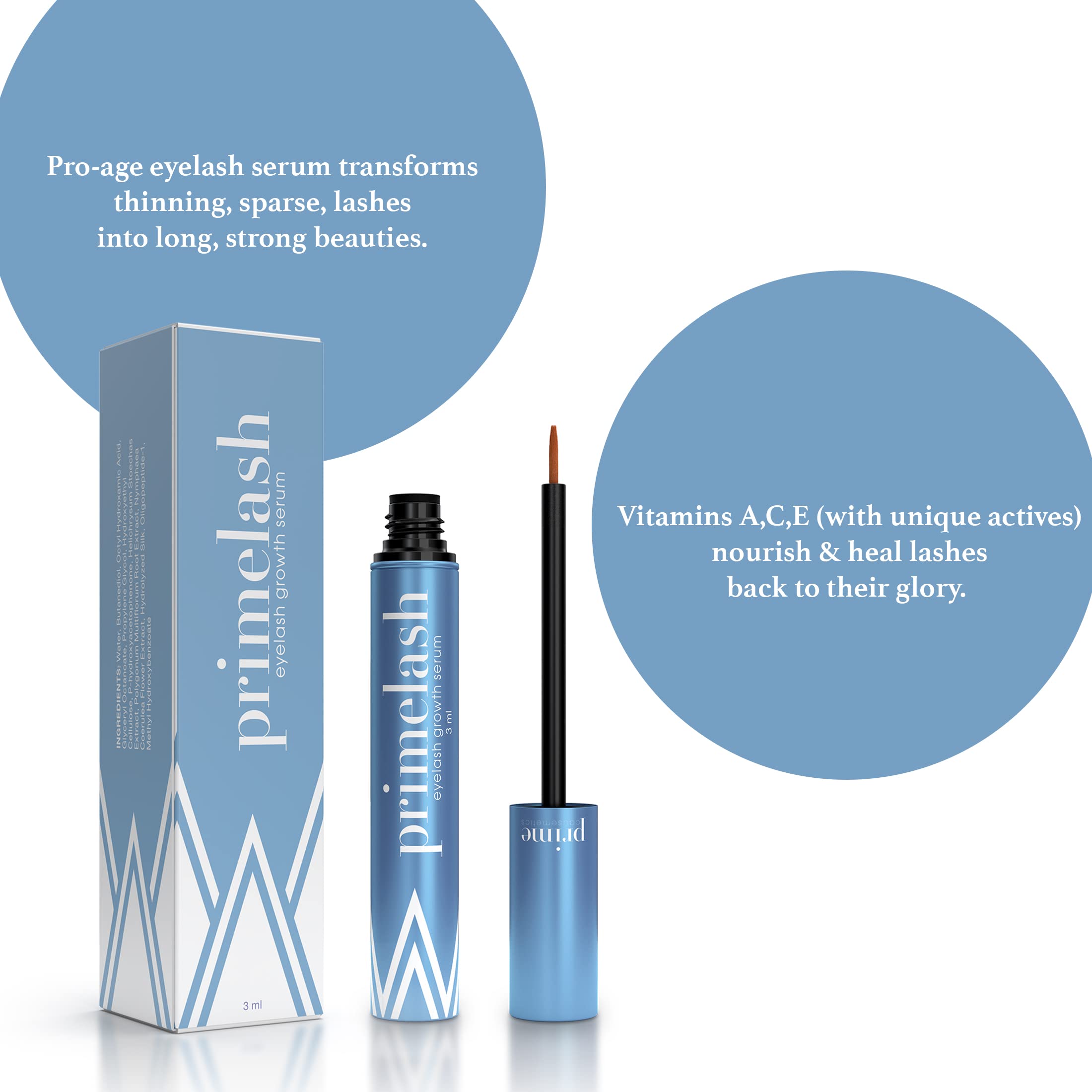 PRIME PROMETICS PrimeLash serum texture on fingertip highlighting lightweight feel