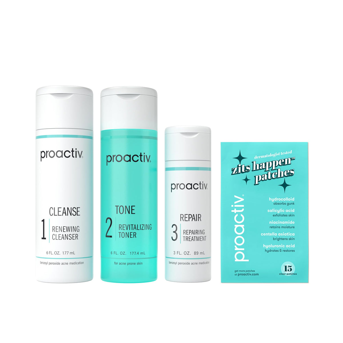 Proactiv 3‑Step front packaging showing full 90 day kit benefits