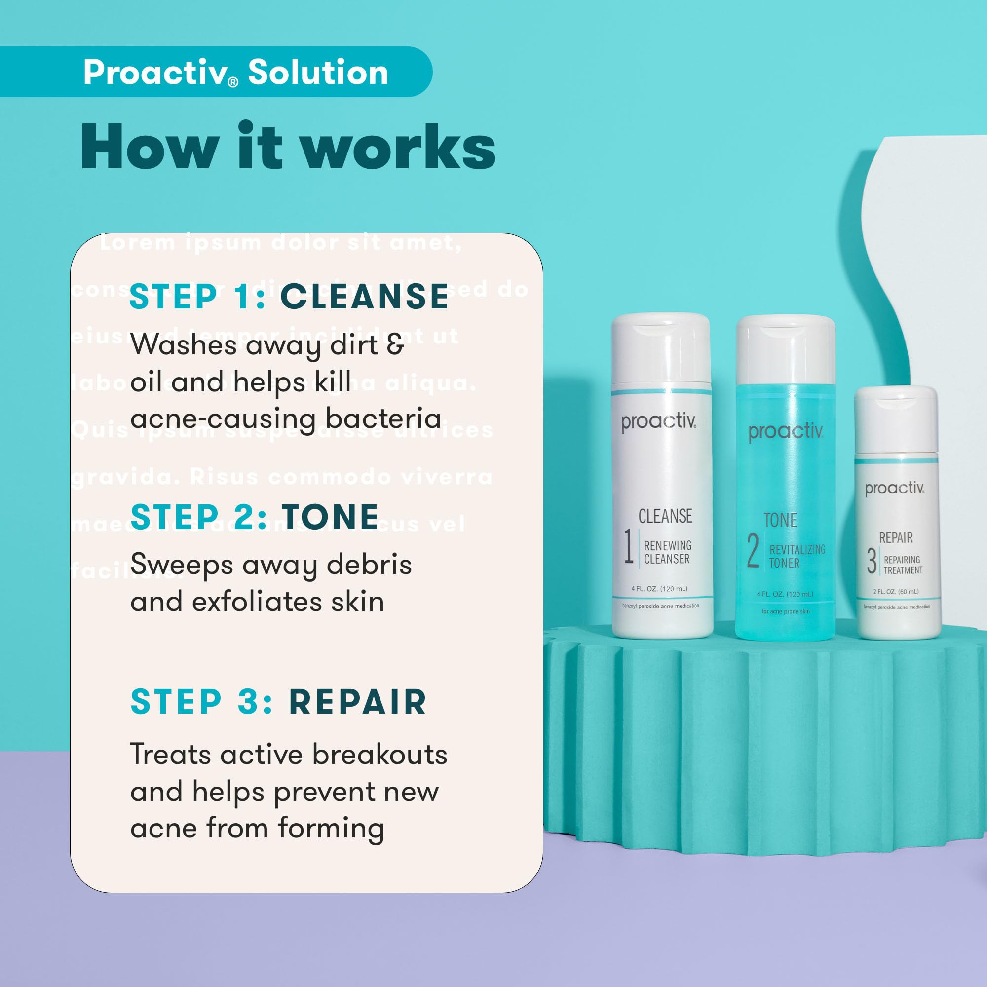 Proactiv benzoyl peroxide cleanser pump close-up for deep cleansing