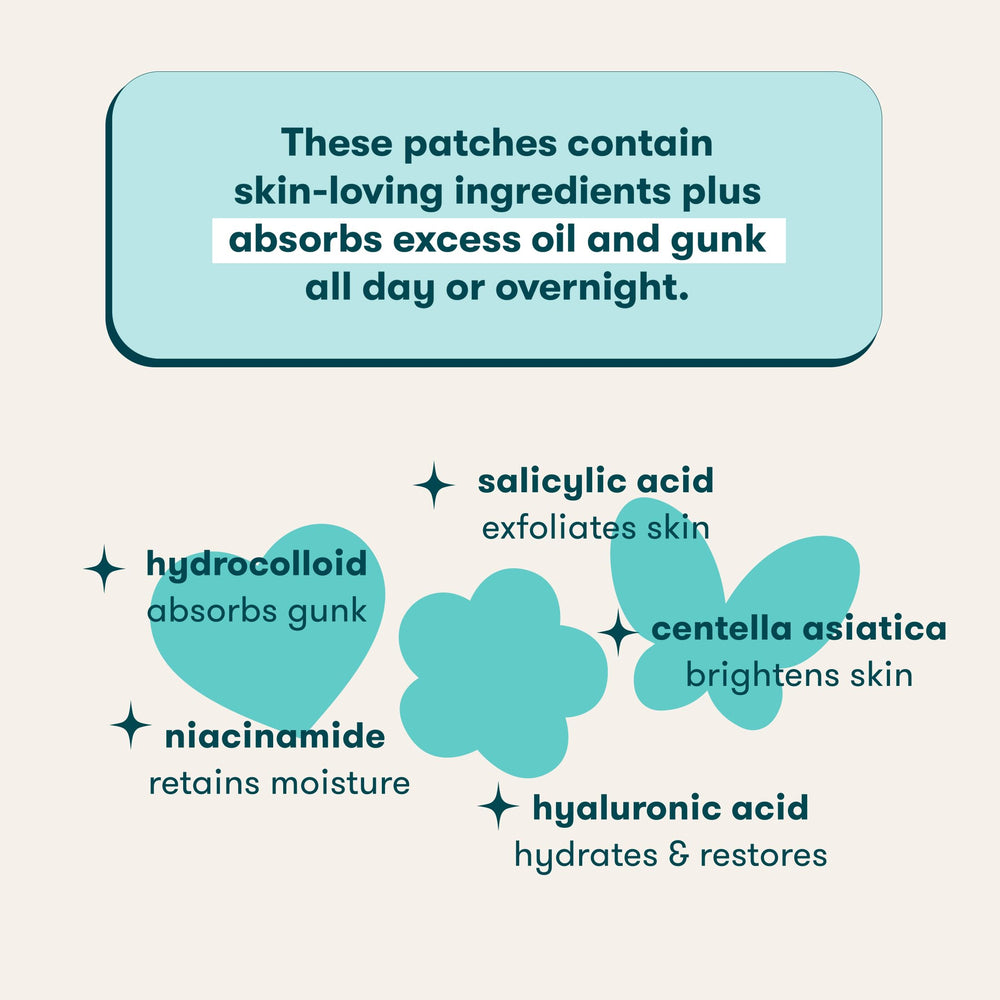 Proactiv heart flower butterfly patches applied on cheek demonstrating discreet daytime wear benefit